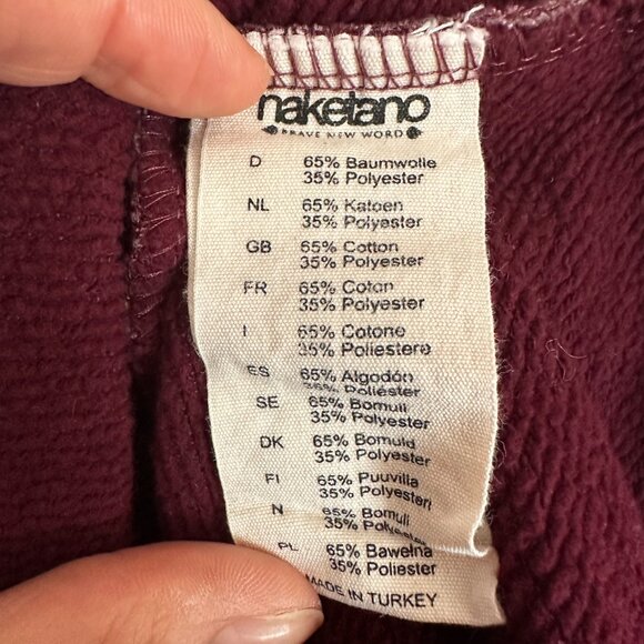 Naketano The Poets Choice Women's Maroon Full Zip Sweatshirt Jacket Size M - Picture 8 of 12